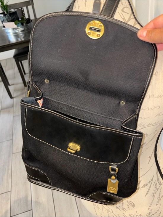 Vintage Dooney & Bourke Black Canvas and Leather Backpack with Gold Hardware main image 7